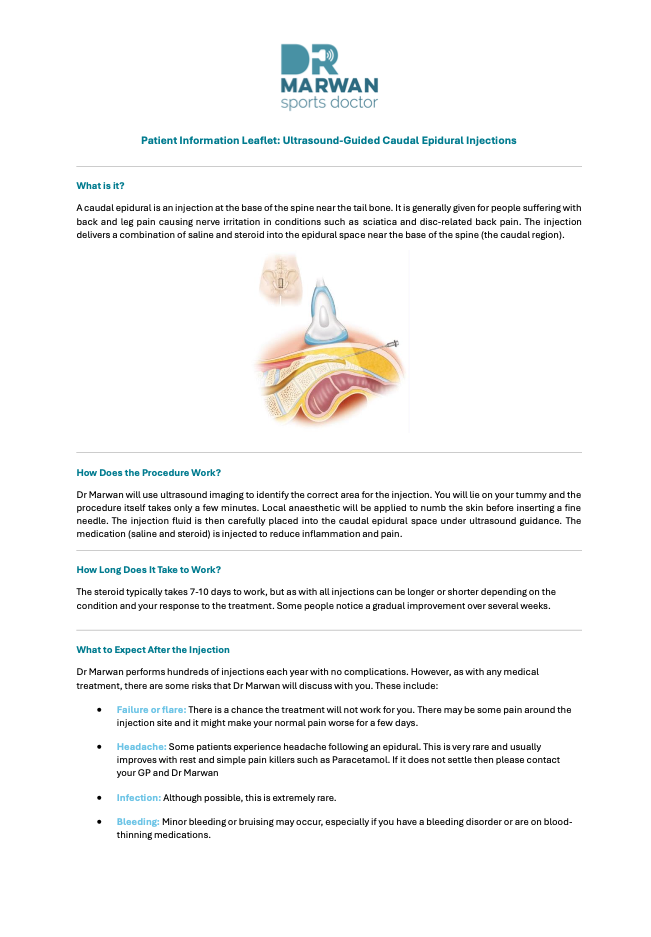 Patient Information Leaflet - Ultrasound Guided Caudal Epidural Injections